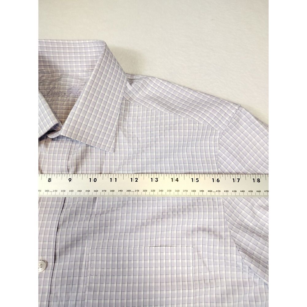 Louis‎ Philippe Shirt Men's Large 42 CMS Purple White Corpcore Workewear Office - Picture 10 of 12